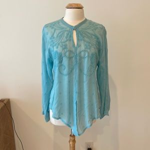 Johnny Was blouse. Size M but generous fit. Long sleeve with button cuff